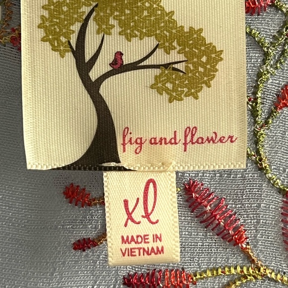 Fig and Flower Blue Button Down Shirt with Peter Pan Collar - Picture 8 of 10